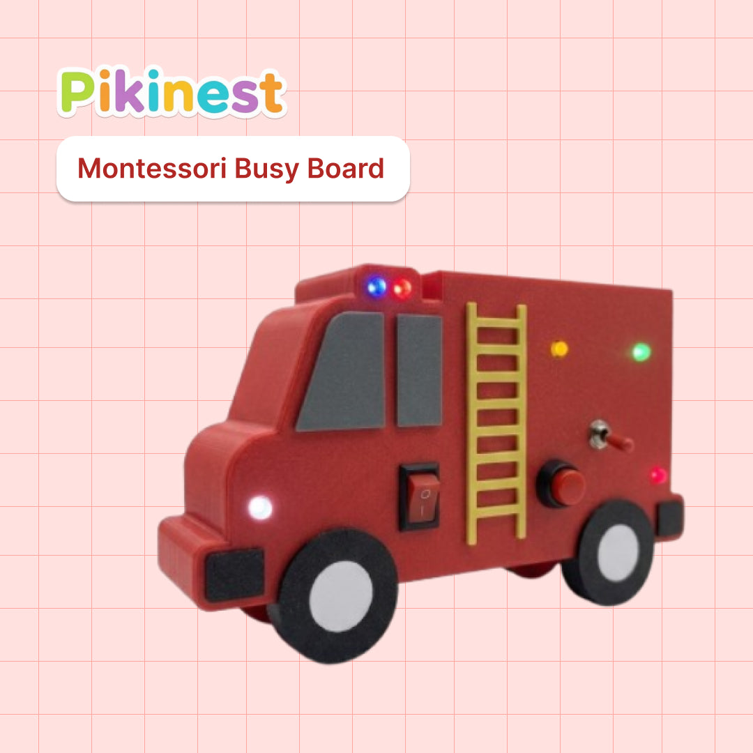 Firetruck Busy Board for Toddlers | LED Switch Toy