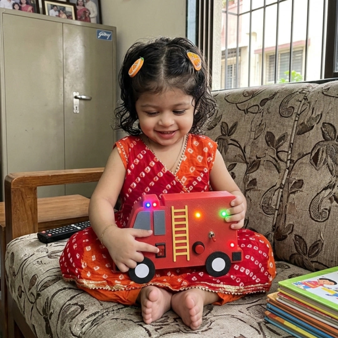 Firetruck Busy Board for Toddlers | LED Switch Toy