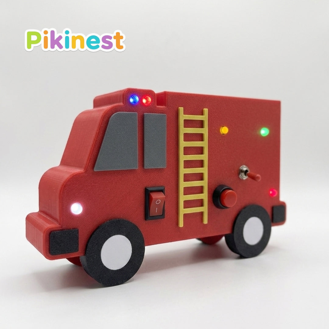 Firetruck Busy Board for Toddlers | LED Switch Toy