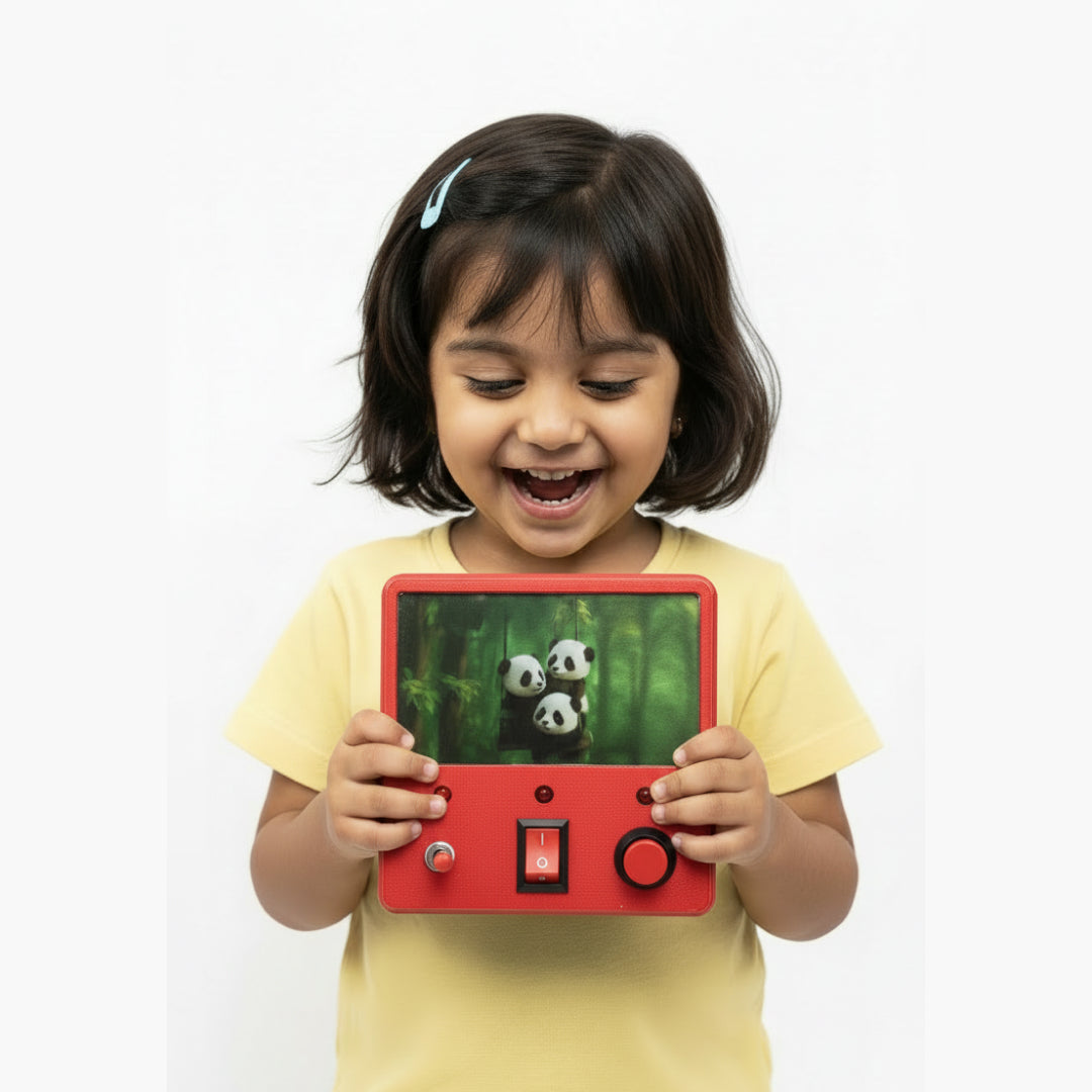 Red Montessori Busy Board with LED Lights | Pikinest Switch Toy