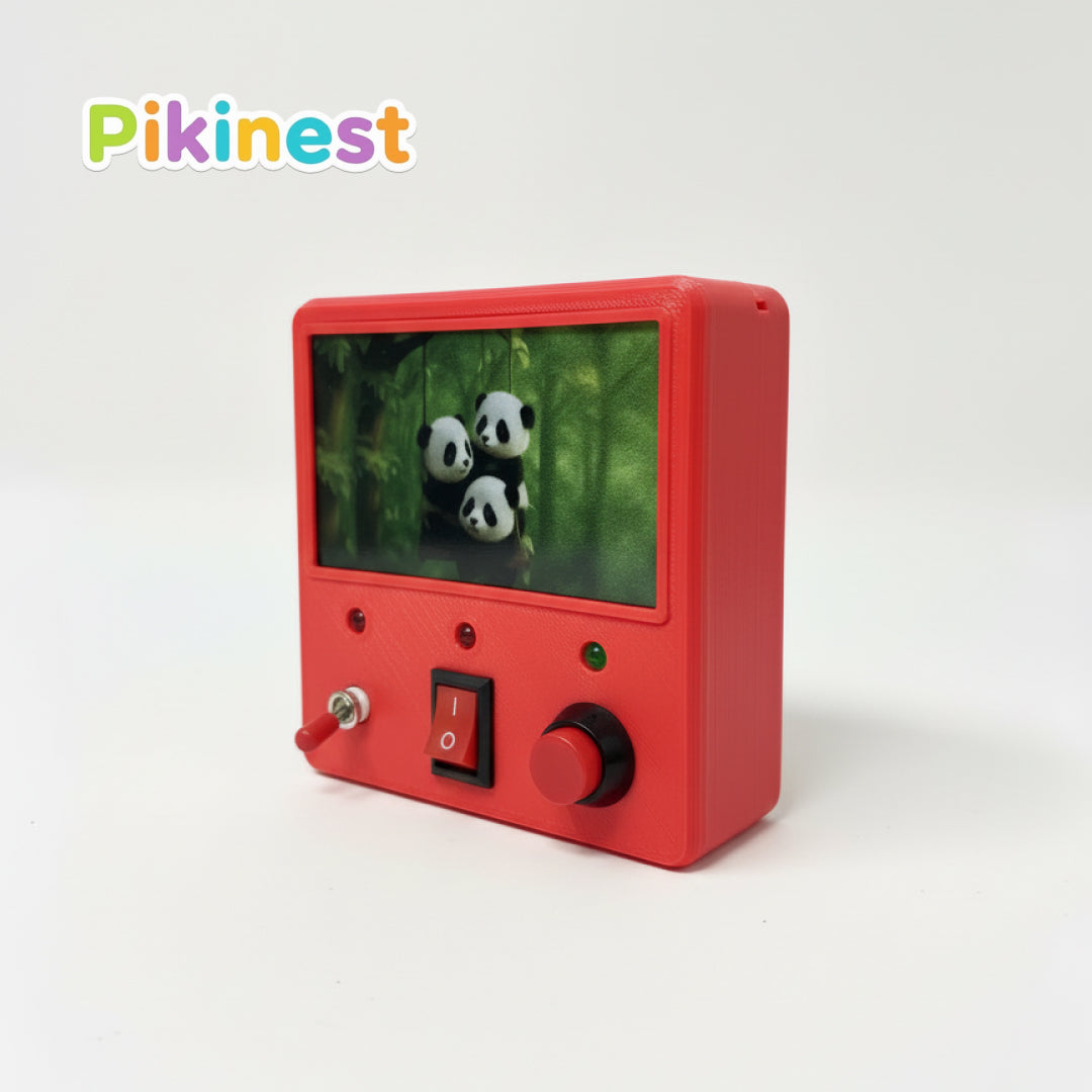 Red Montessori Busy Board with LED Lights | Pikinest Switch Toy