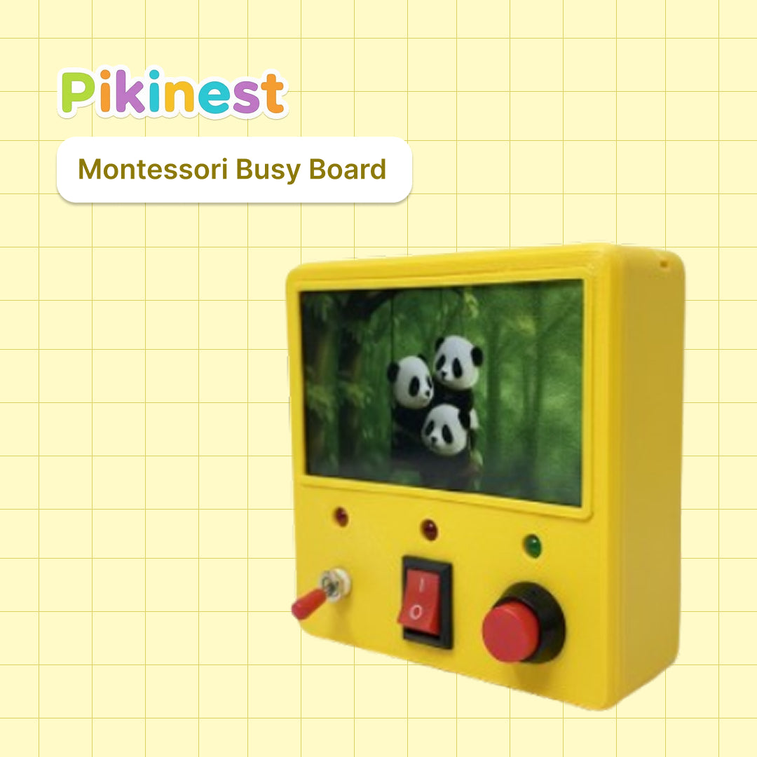 Yellow LED Montessori Busy Board | Pikinest Sensory Switch Toy